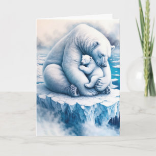 Birthday Mother Polar Bear With Her Cub Card