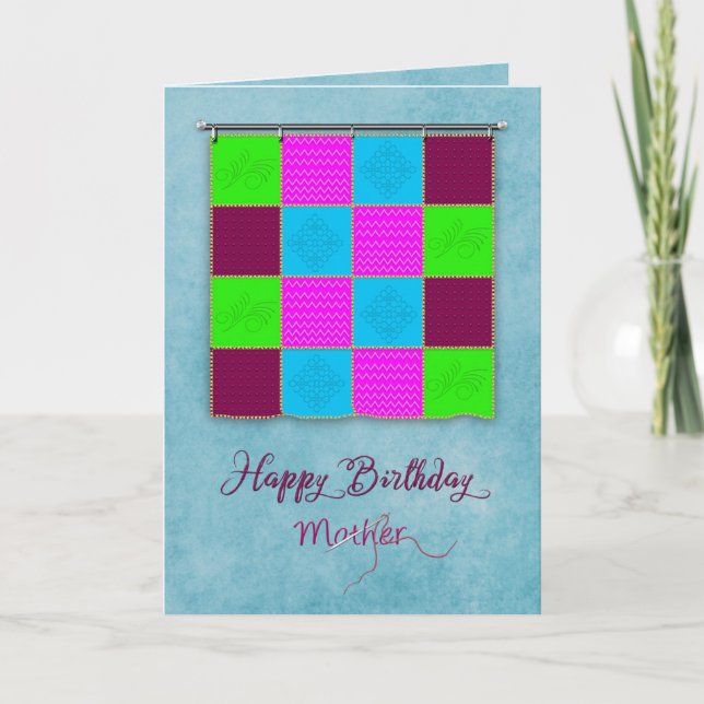 Birthday, Mother, Wall-hanging Patchwork Quilt Card (Front)
