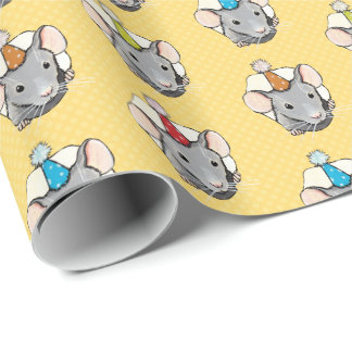 Birthday Mouse in Polka Dot Cheese Wrapping Paper