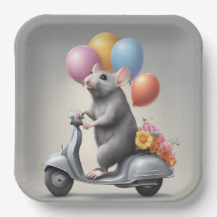 Birthday Mouse On a Scooter Paper Plate