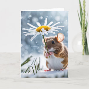 Birthday Mouse Under a Daisy Card