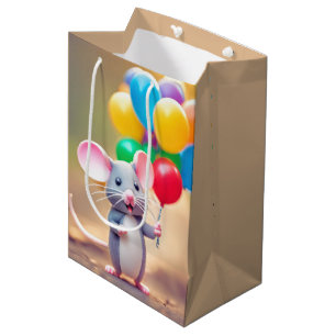 Birthday Mouse With Balloons Medium Gift Bag