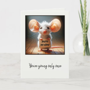 Birthday Mouse With Cardboard Sign Card