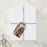 Birthday Mouse With Cardboard Sign
