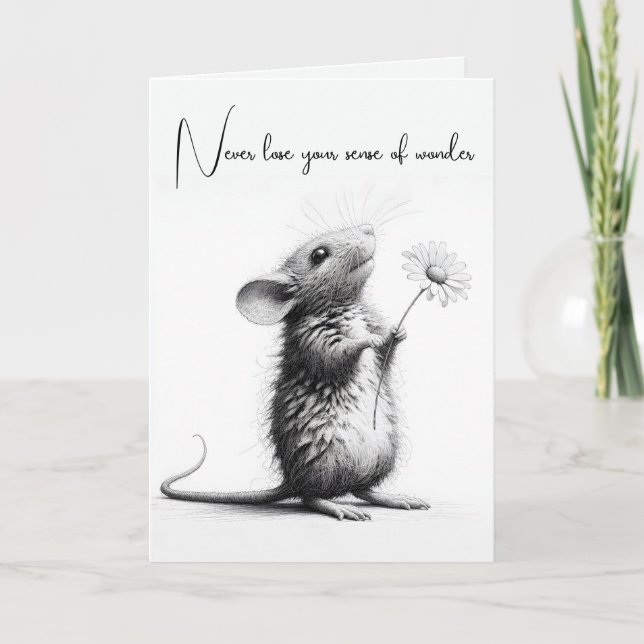 Birthday Mouse With Daisy Card (Front)