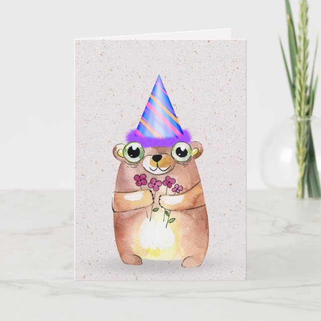 Birthday Mouse with Party Hat Card (Front)