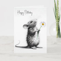 Birthday Mouse With White Daisy