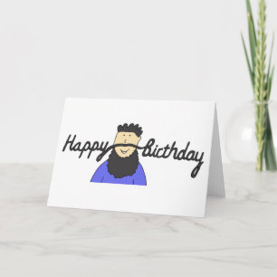 Birthday Moustache for Hipster with Beard. Card
