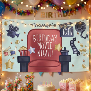 Birthday movie night banner