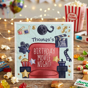 Birthday movie night napkin