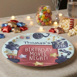 Birthday movie night paper plate