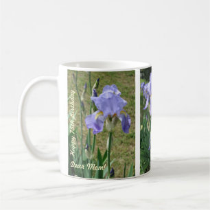 Birthday Mug for Mum with Blue Mauve Irises