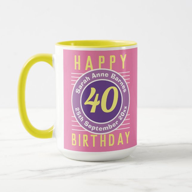 Birthday Mug with Age, Name, & Date (Left)