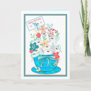 Birthday, Mum,Covid-19,Toliet Paper & Flower Card