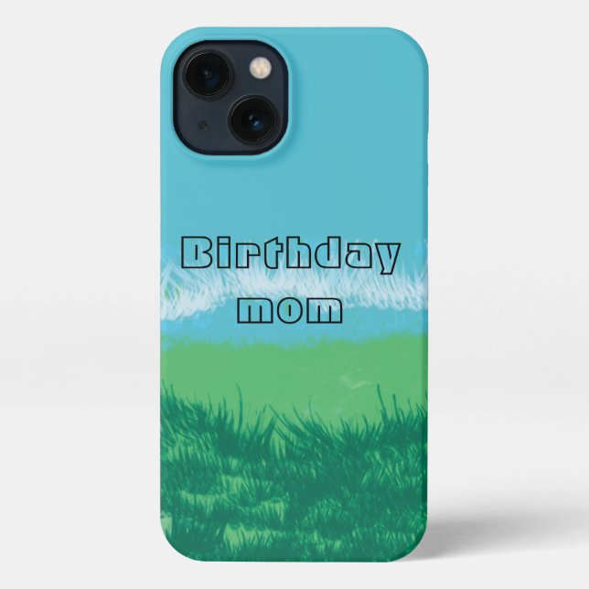 Birthday Mum -Modern -Blue-Nature-Cover Phone Case (Back)
