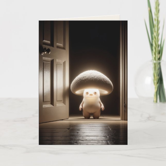 Birthday Mushroom Munchkin Glowing In a Doorway Card (Front)