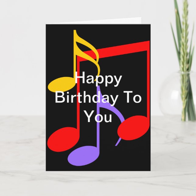 Birthday Music Notes Folded Greeting Card (Front)