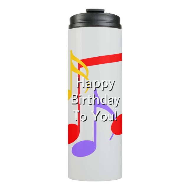 Birthday Music Notes   Thermal Tumbler (Front)