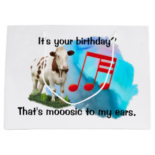 Birthday Musical Cow Large Gift Bag