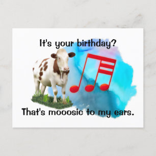 Birthday Musical Cow Postcard