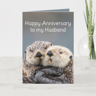Birthday My Love My Husband Cute Romantic Otters Card