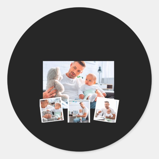 Birthday Name Age Photo Collage  Classic Round Sticker (Front)