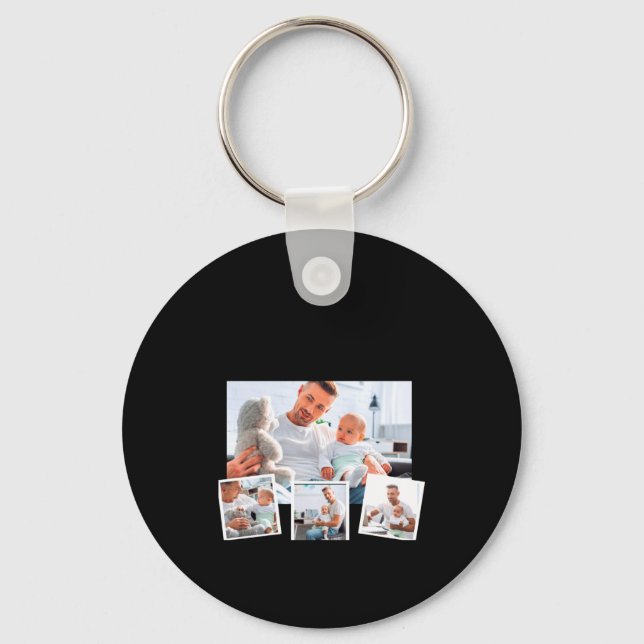 Birthday Name Age Photo Collage  Key Ring (Front)