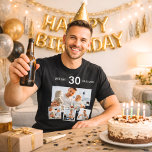 Birthday name age photo collage T-Shirt<br><div class="desc">Make your own unique photo collage.  Use four,  4 of your favourite photos.  Personalise and add a name,  age and date. 
White text.  Perfect as a birthday,  Christmas or Father's Day gift.</div>