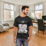 Birthday name age photo collage T-Shirt<br><div class="desc">Make your own unique photo collage.  Use four,  4 of your favourite photos.  Personalise and add a name,  age and date. 
White text.  Perfect as a birthday,  Christmas or Father's Day gift.</div>