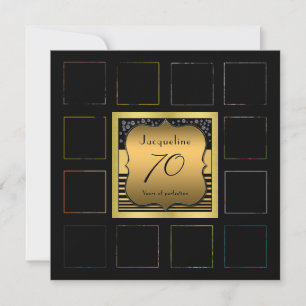 Birthday Name Year Photo Black Gold Art Deco