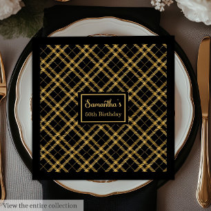 Birthday Napkins Luxe Black Gold Custom Name