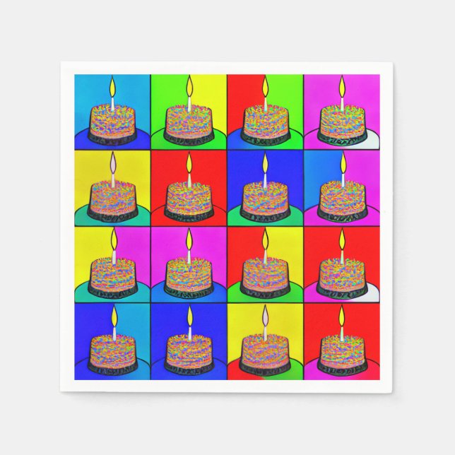 Birthday Napkins with Cake Design (Front)