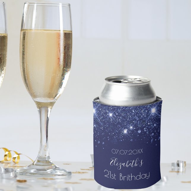 Birthday navy blue glitter name can cooler (Creator Uploaded)