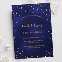 Birthday navy blue gold stars party