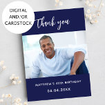 Birthday navy blue photo thank you card<br><div class="desc">A navy blue background.  Personalise and add your photo and thank you note.</div>