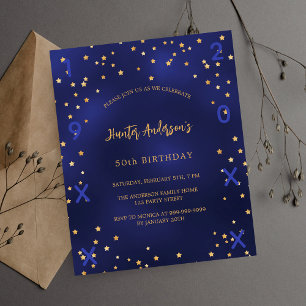 Birthday navy blue stars year invitation