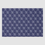 Birthday navy blue white name script minimalist tissue paper<br><div class="desc">Navy blue background,  white text. Personalise and add a name and age.  A modern hand lettered style script. For both him and her.</div>