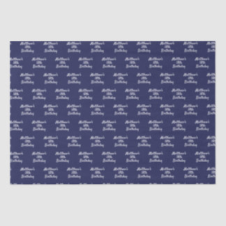 Birthday navy blue white name script minimalist tissue paper