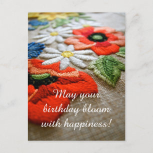 Birthday Needle Art Postcard