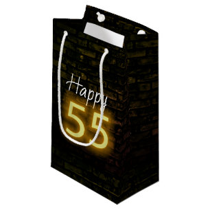 Birthday Neon 55 Sign on Brick   Small Gift Bag