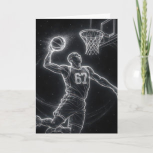 Birthday Neon Basketball Player Number 67 Card