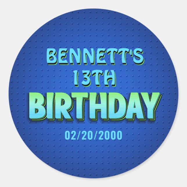 Birthday Neon Classic Round Sticker (Front)