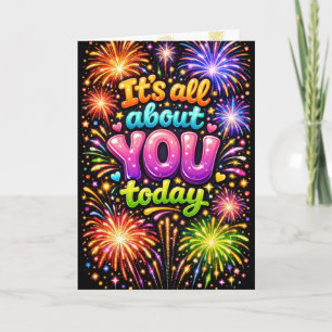 Birthday Neon Fireworks Card