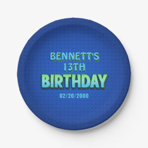 Birthday Neon Paper Plate