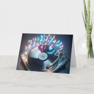Birthday Neon Turntable With Vinyl Record Card