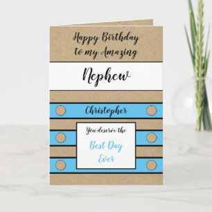 Birthday Nephew best day ever blue rustic Card