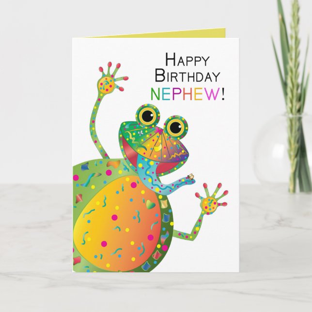 Birthday, Nephew, Frog, Kaleidoscope Collection Card (Front)