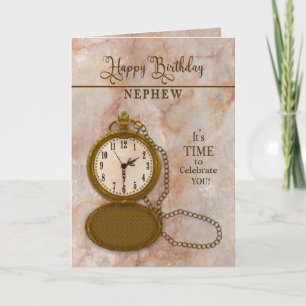 Birthday Nephew Pocket Watch and Chain  Card