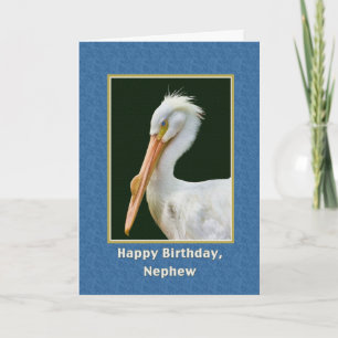 Birthday, Nephew, White Pelican Bird Card