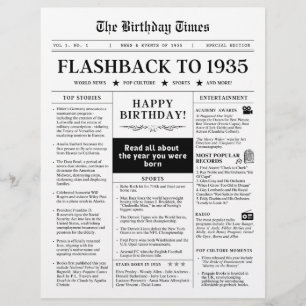 Birthday Newspaper 1935 Monotone
